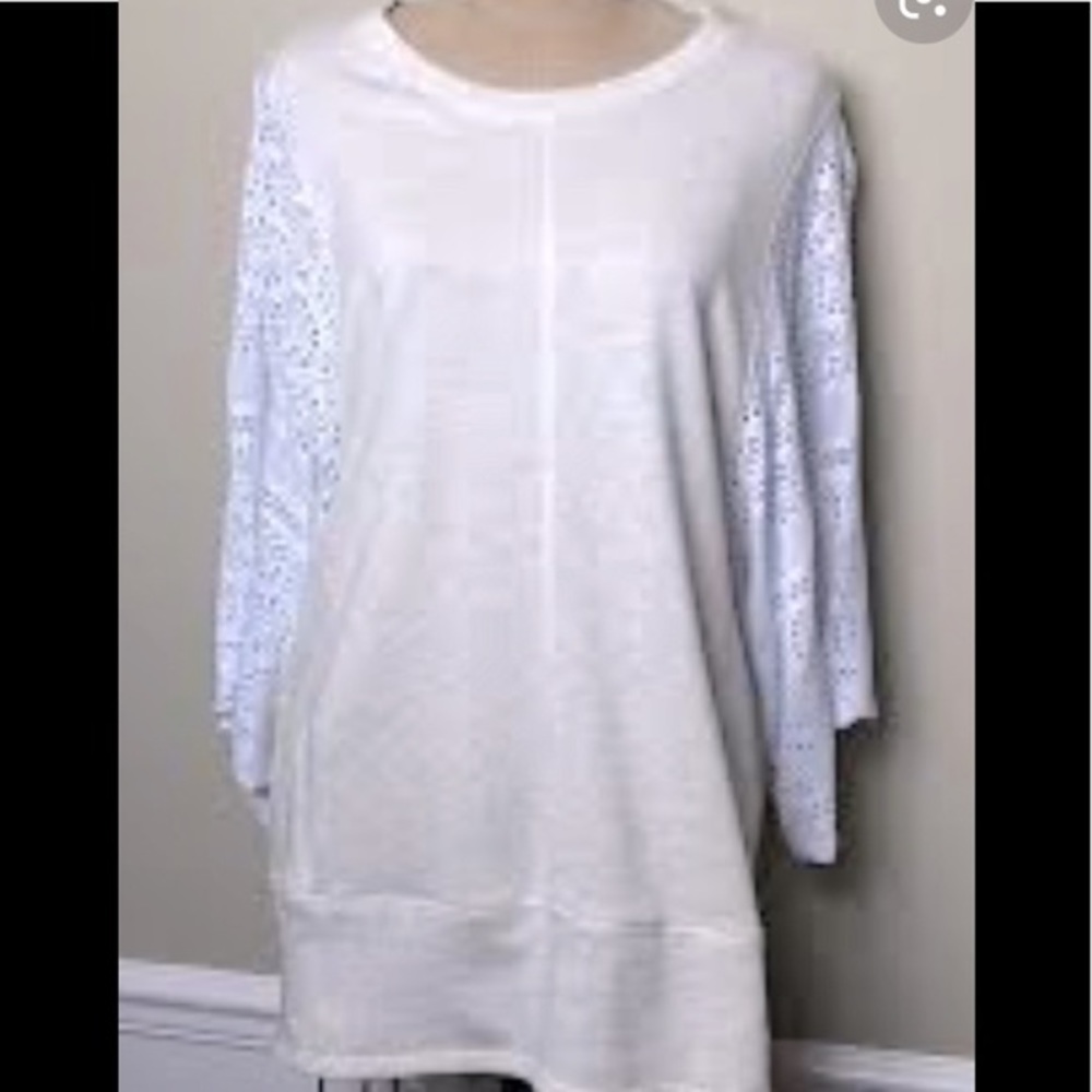 Anthro Akemi & Kin Half Sleeve Sweater Lace Sleeve